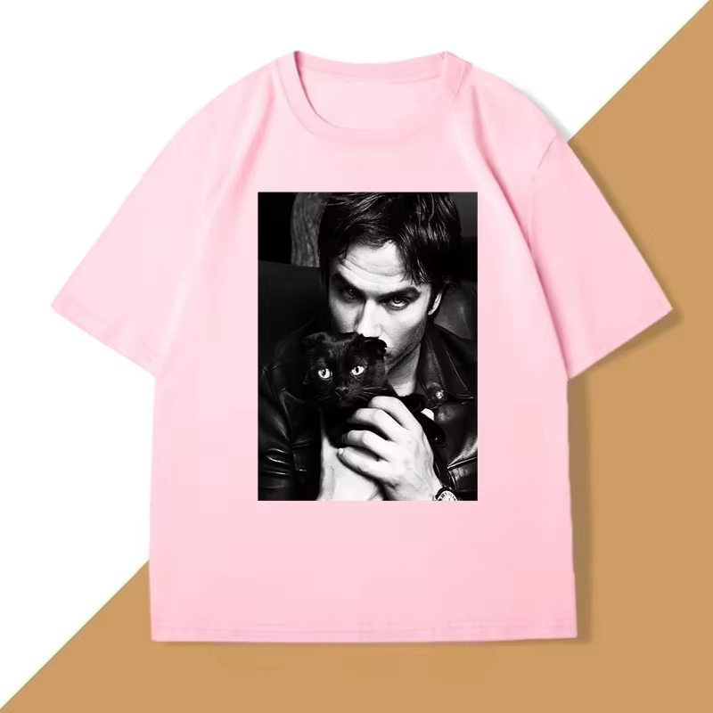 Damon Salvatore TV drame chat graphique t-shirt pour femmes vêtements rétro gothique hauts manches Harajuku