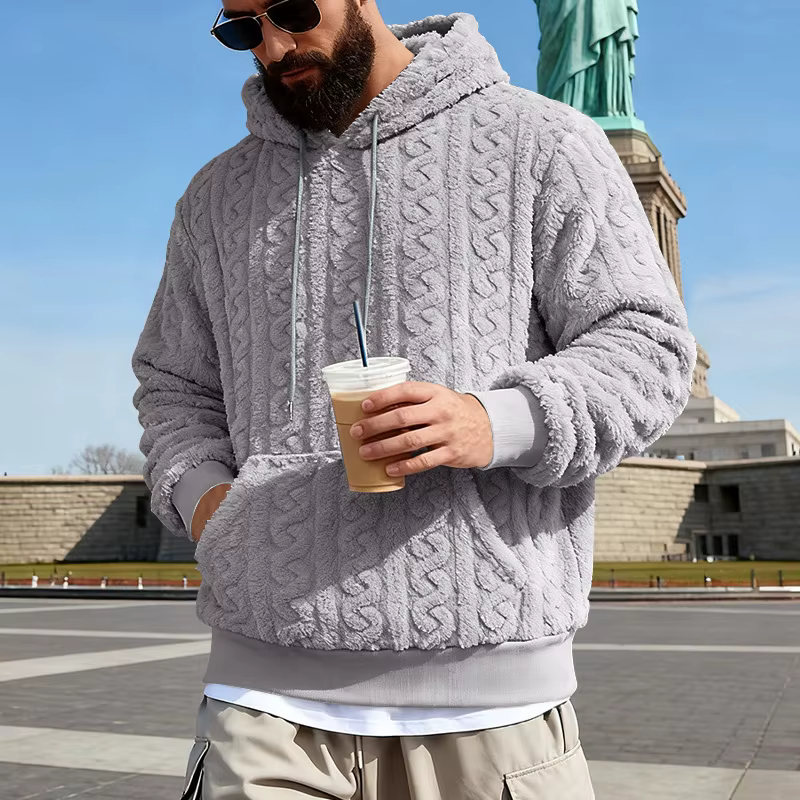 Sweat à capuche polaire pour hommes hiver chaud Sherpa doublé