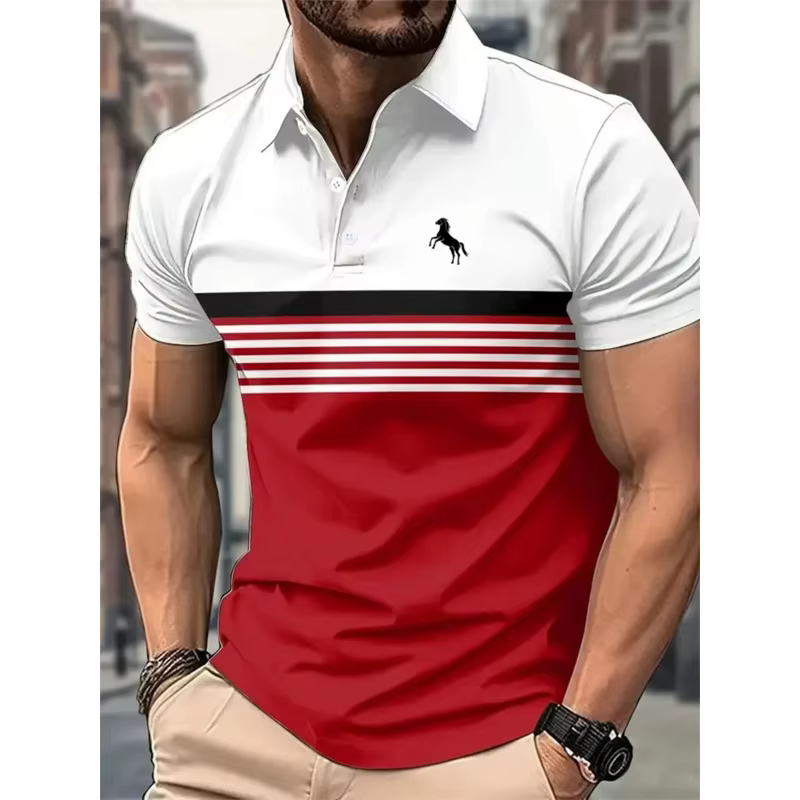 Chemises polo à rayures simples pour hommes