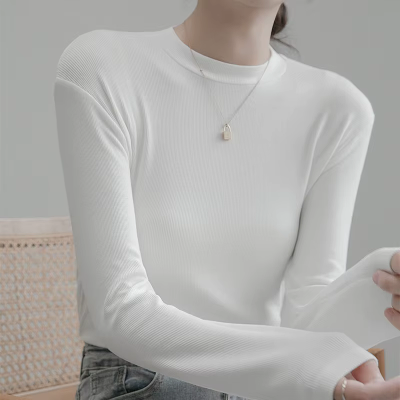 T-shirt à manches longues en coton blanc pour femme