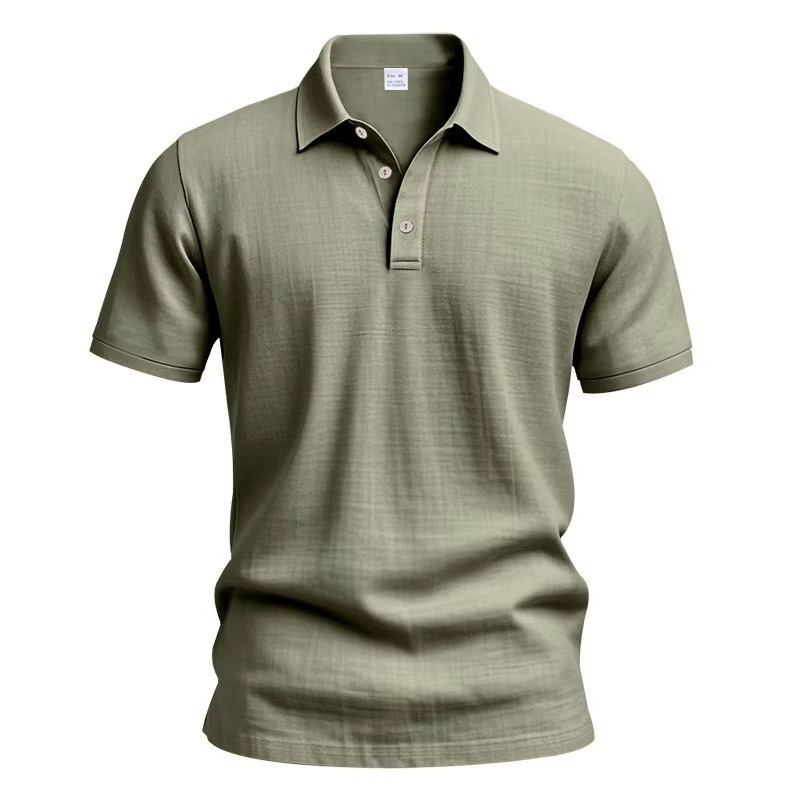 Chemise Polo Décontractée en Lin à Boutons pour Homme