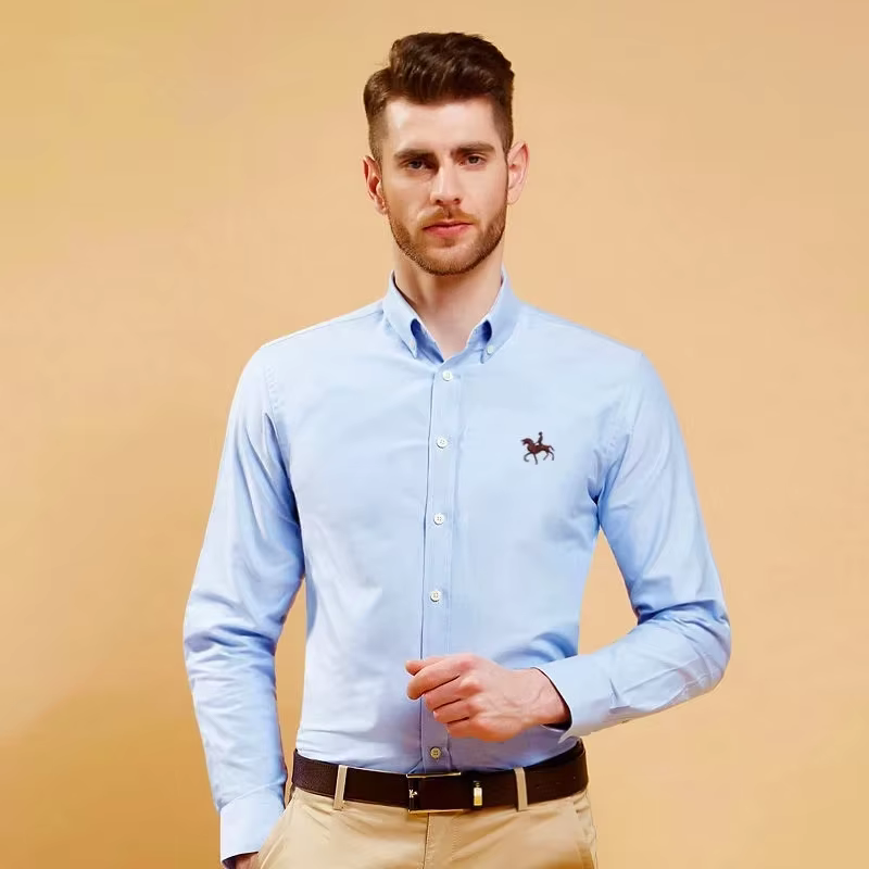 Chemise en pur coton Oxford brodée pour homme