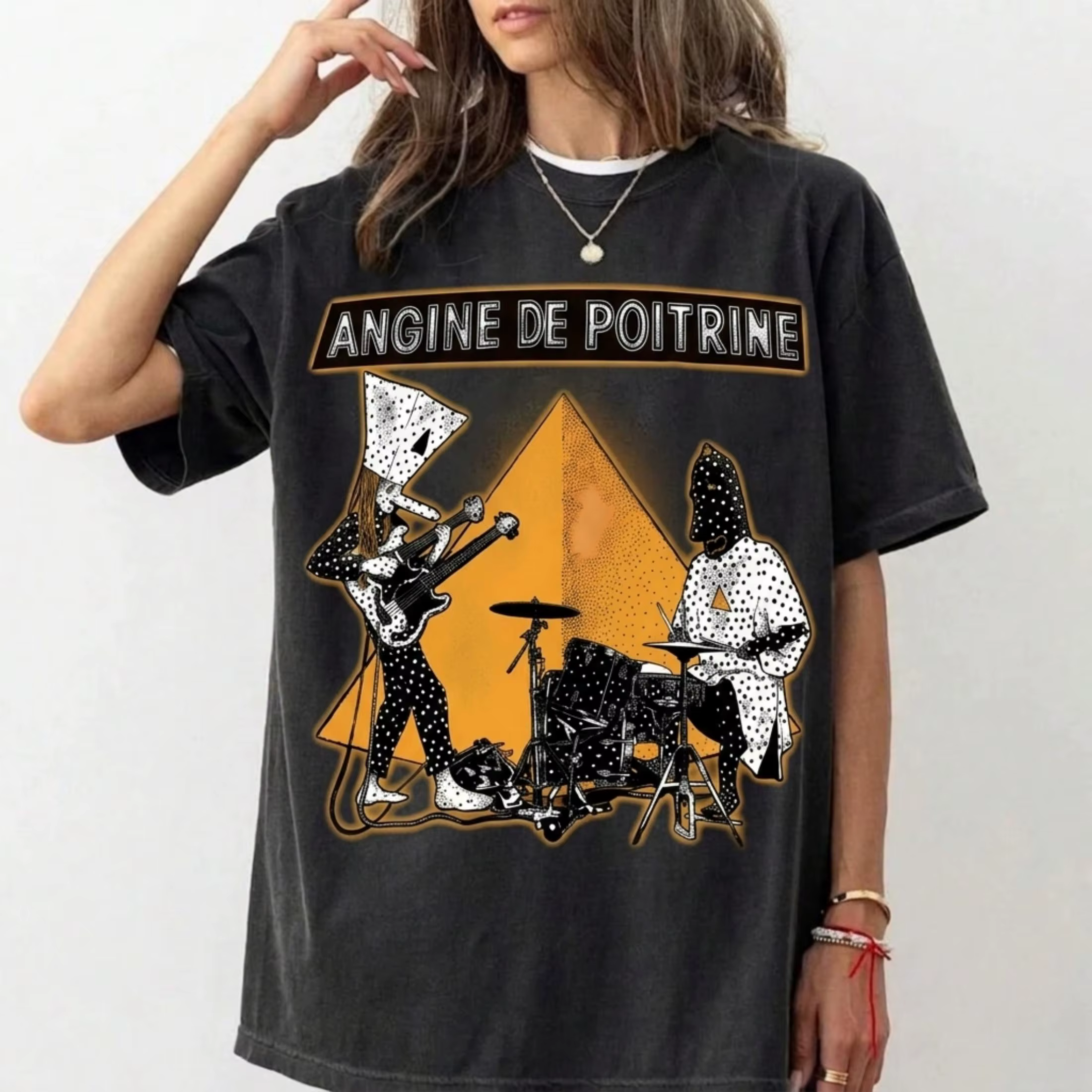 T-shirt Unisexe Angine De Poitrine Band Graphic 2026 pour Homme et Femme