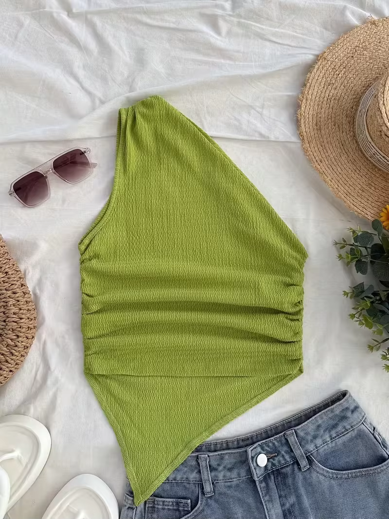 Débardeur asymétrique pour femmes, idéal pour les vacances d'été, haut court
