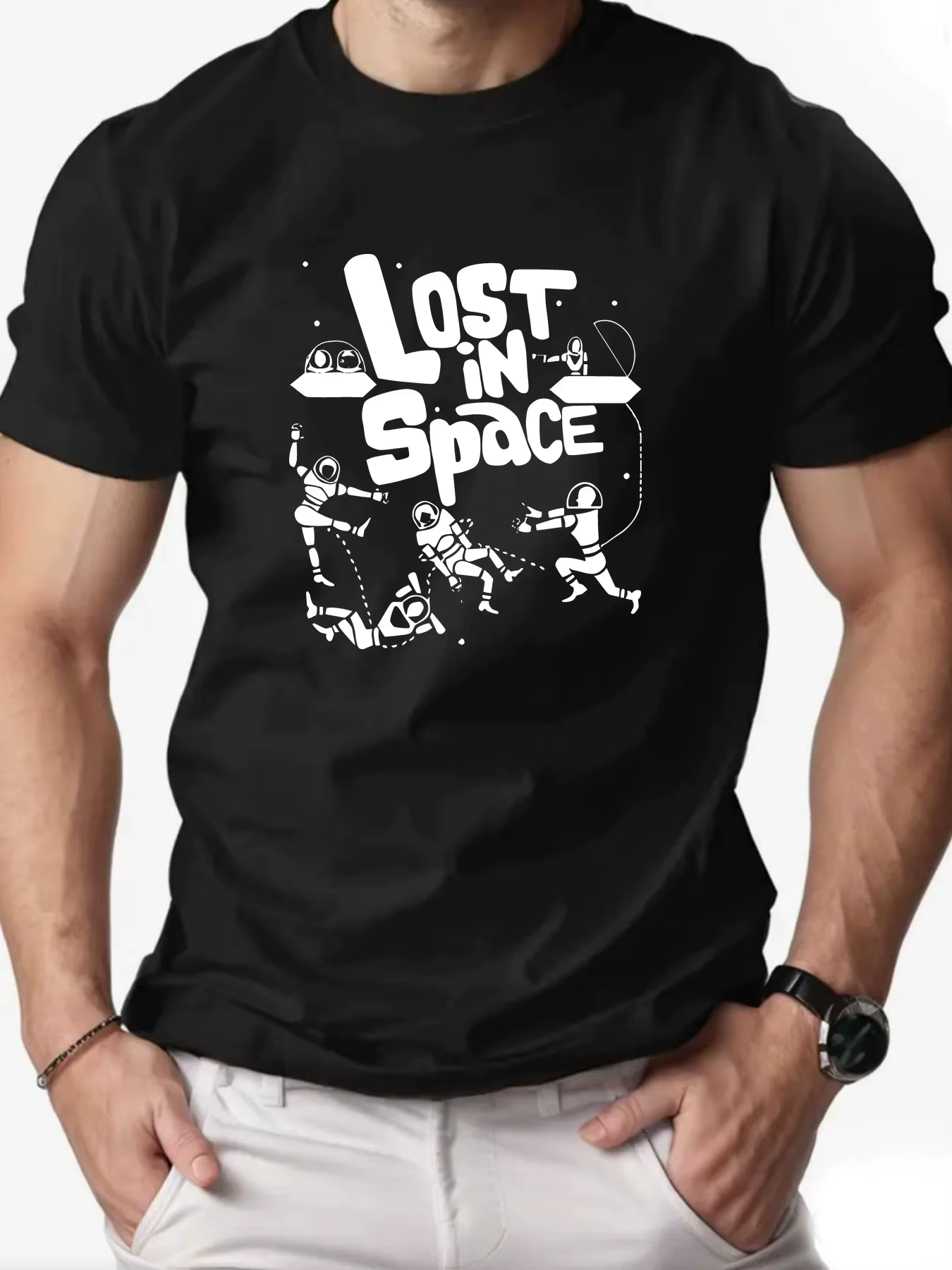 T-shirt homme en coton imprimé Lost in Space – Nouvelle collection 2025