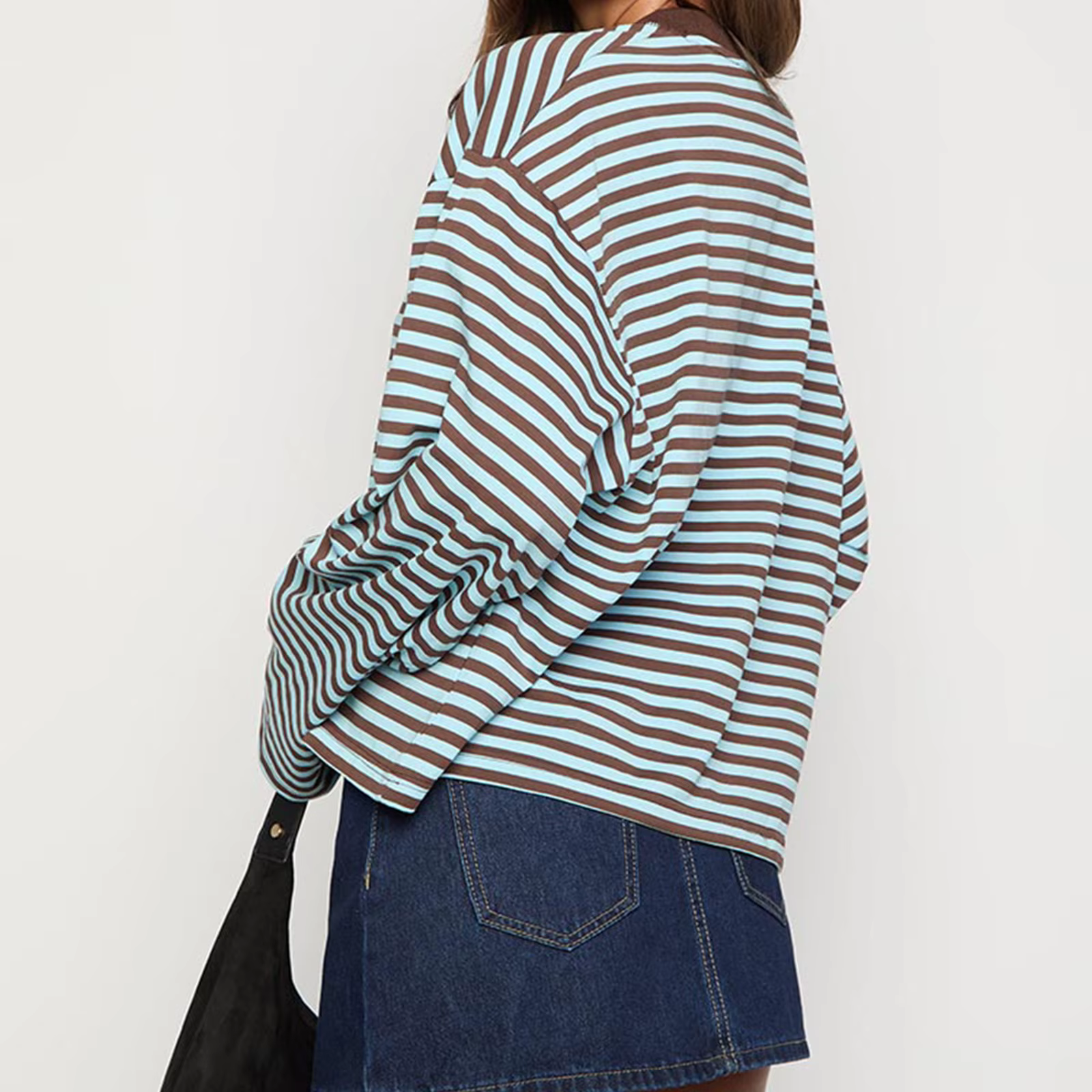 T-shirt rayé à manches longues pour femmes