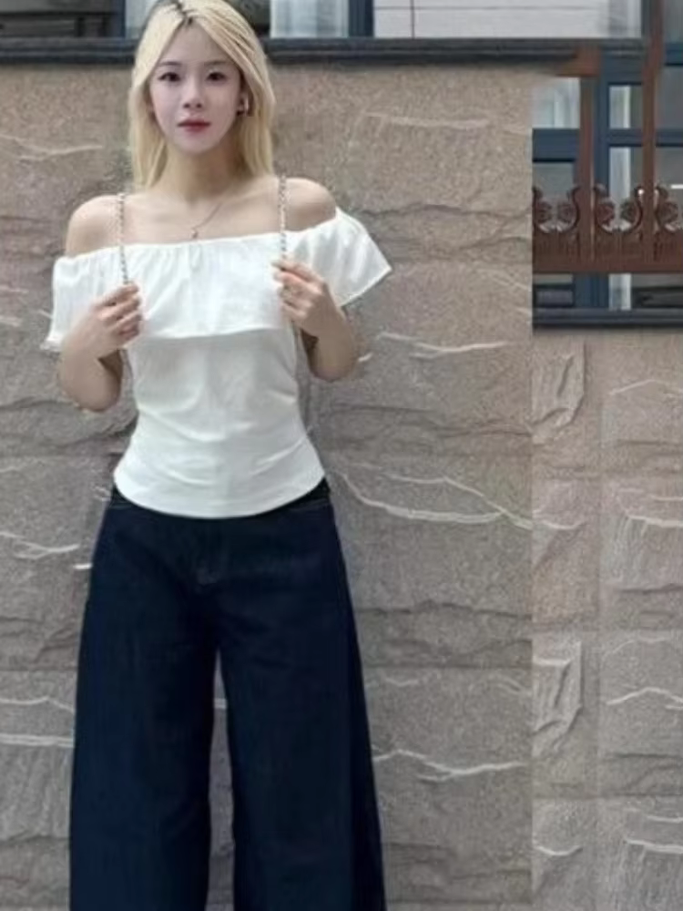 T-shirts d'été femmes vêtements taille mince volants