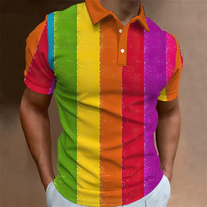 Polo arc-en-ciel à la mode pour hommes