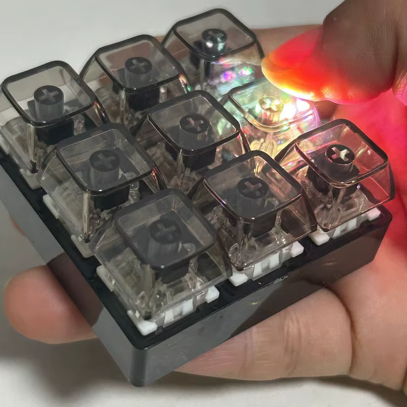 LED 9 touches Keycap porte-clés pour femmes hommes lumineux soulagement du Stress doigt pendentifs Fidget clavier sac à