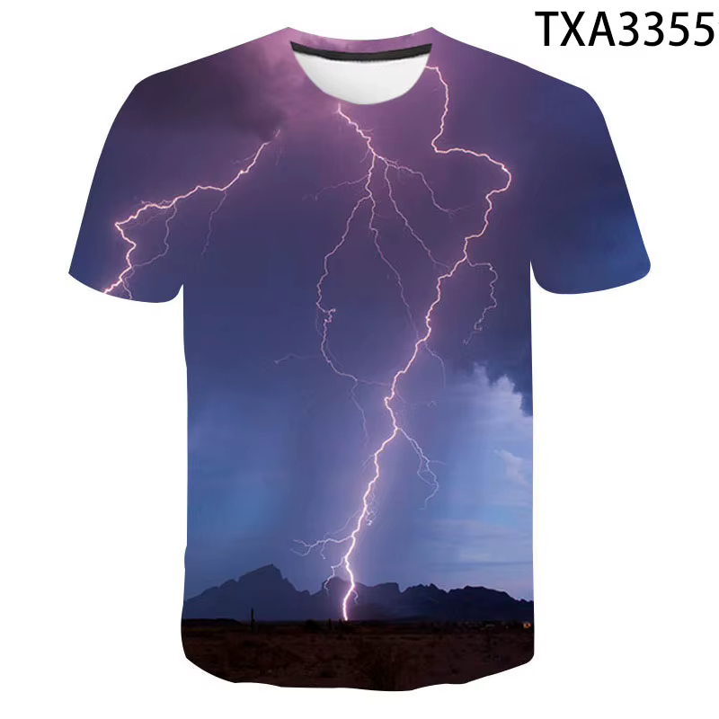 Mode été Thunderbolt T-shirt hommes femmes enfants foudre Flash impression 3D