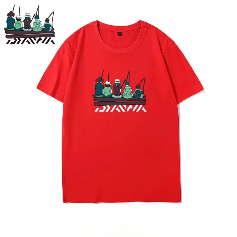 T-shirt de pêche d'extérieur à manches courtes pour homme, en coton ample, idéal pour les sorties entre amis, nouvelle collection été, pour la pêche en mer, style tendance