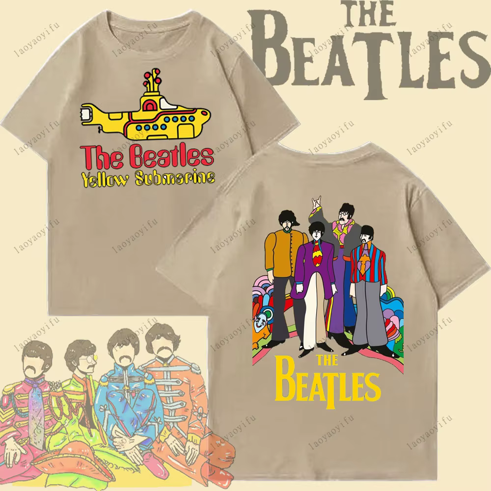 T-shirt The Beatles Black Rock Band