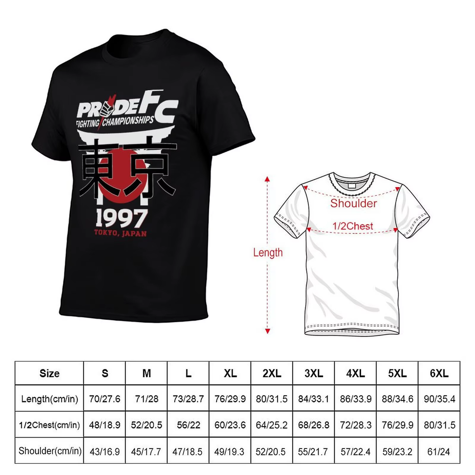 Pride FC Vintage 1997 Tokyo Japon T-shirt à motif graphique créatif