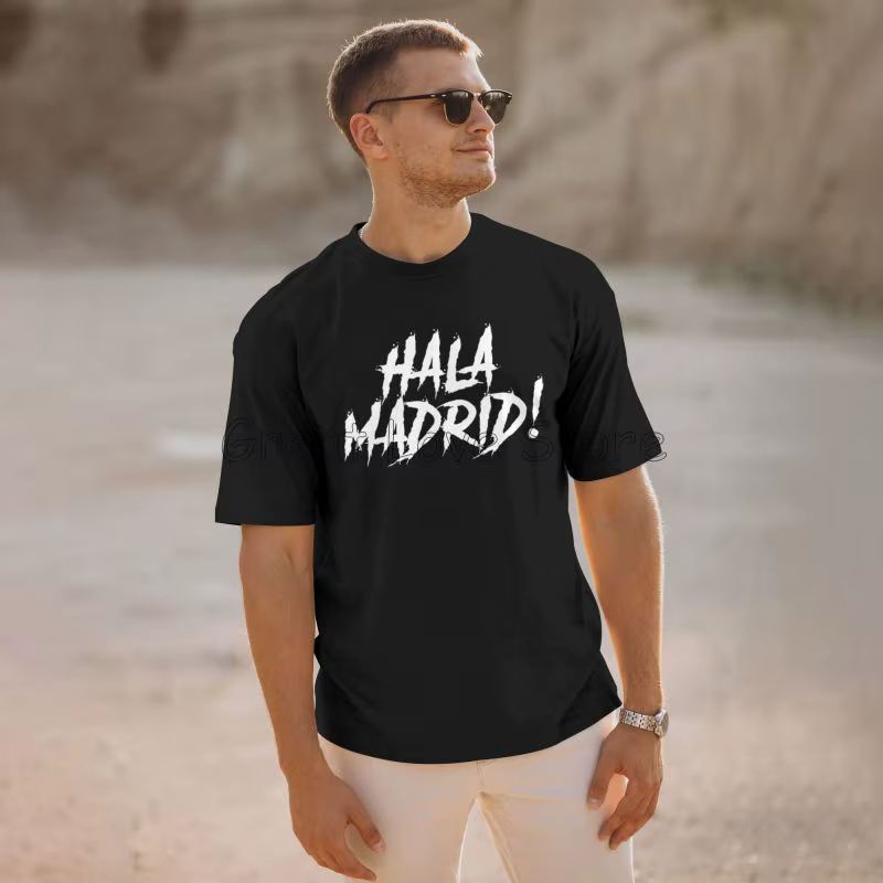 Hala Madrid lettres imprimer graphique T-shirt hommes été coton décontracté à manches courtes t-shirts surdimensionnés