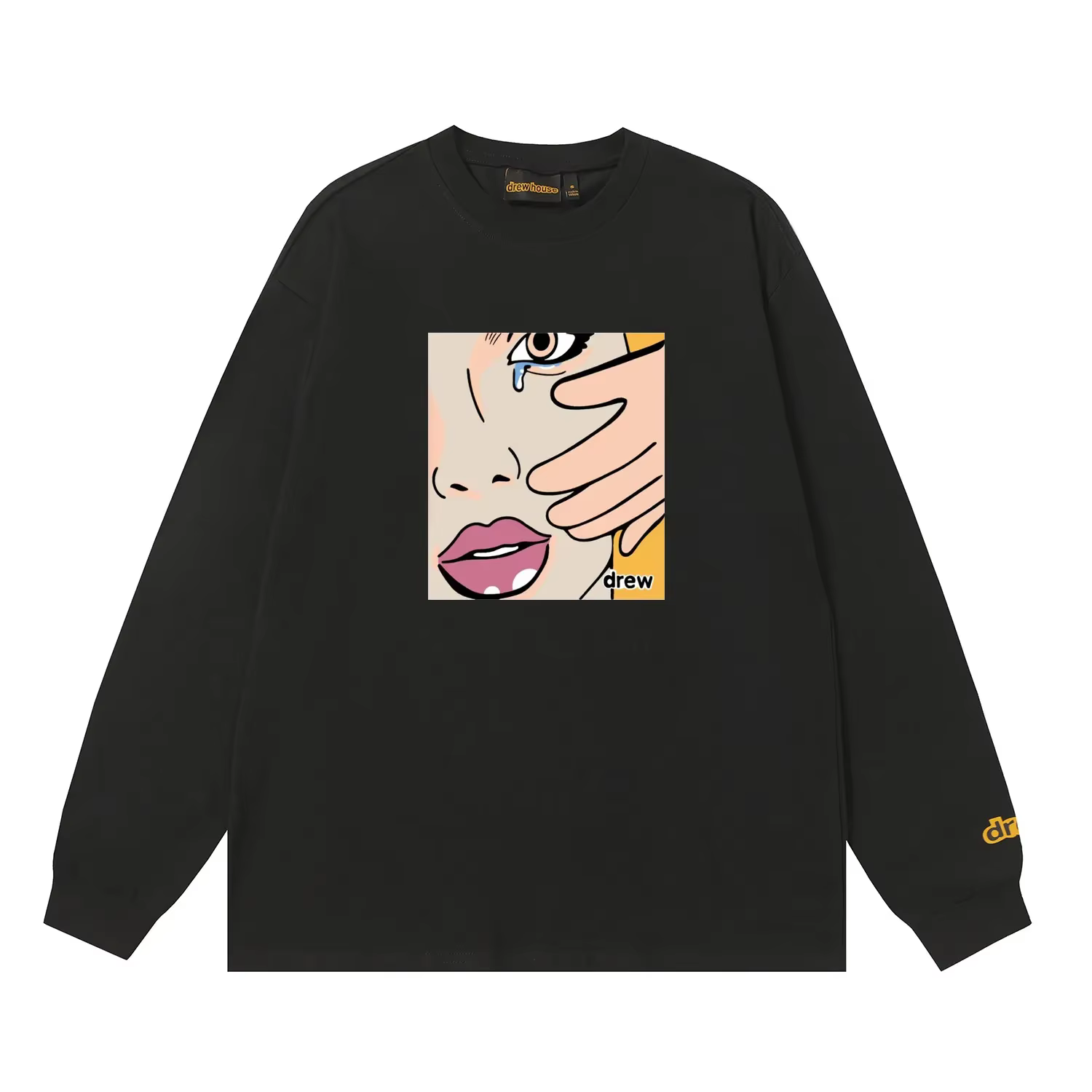 Drew House nouveau dessiné fille lingettes larmes t-shirt hommes et femmes à manches longues