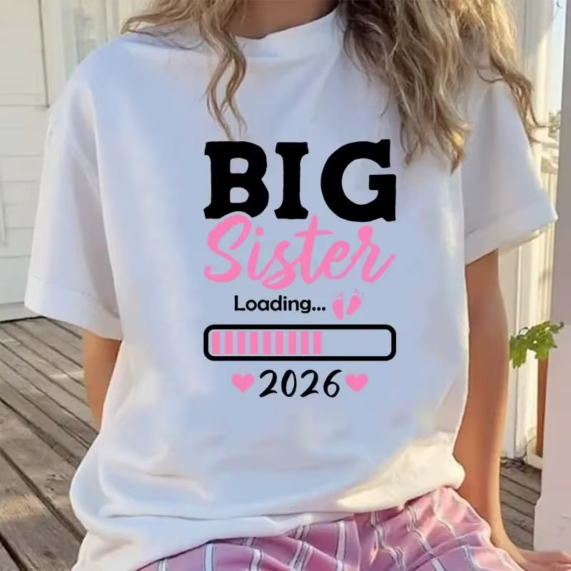 T-shirt à manches courtes pour fille style sœur 2026