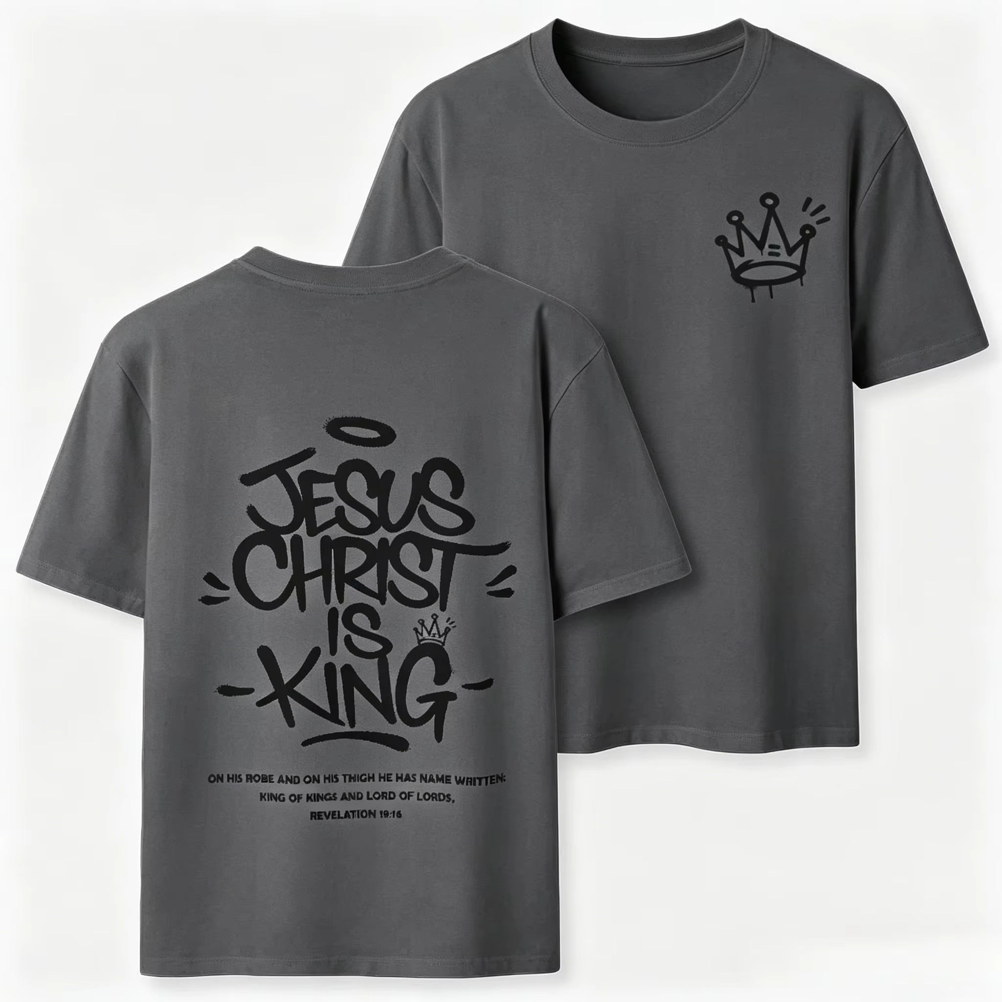 Nouveau style 2026 – T-shirt chrétien respirant et décontracté de haute qualité « Jésus-Christ est Roi » pour hommes et femmes – Collection été