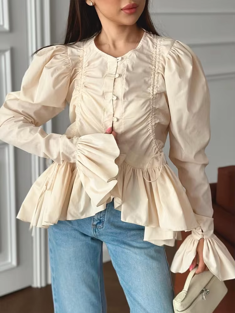 Chemisier Élégant Chic pour Femme à Manches Évasées