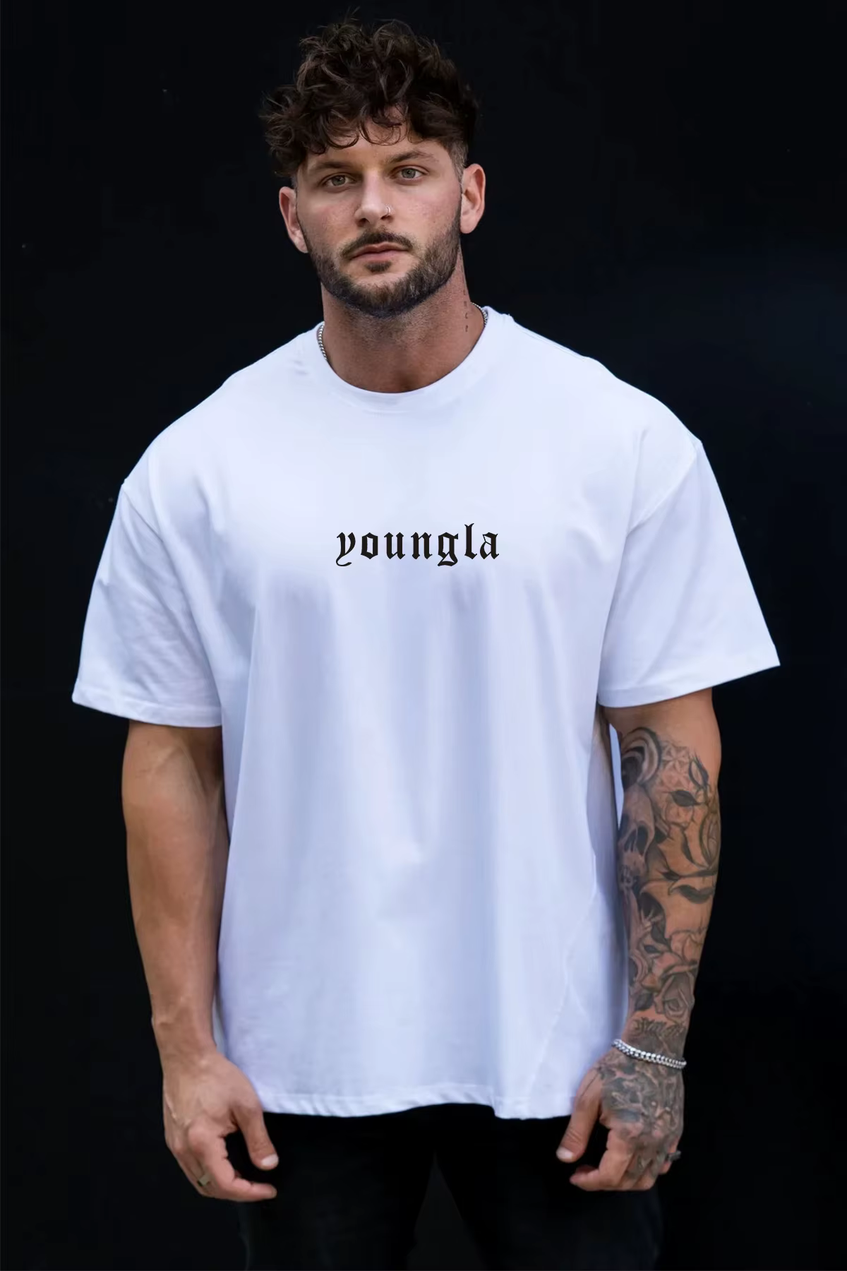 YA hommes surdimensionné jachère T-Shirt été nouveau sport Fitness coton col rond manches courtes Joggers gymnase course formation T-Shirts