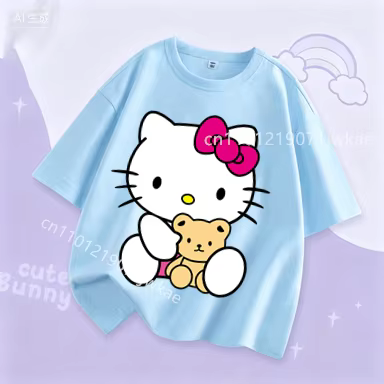 T-shirt d'été Hello Kitty Kawaii pour enfants