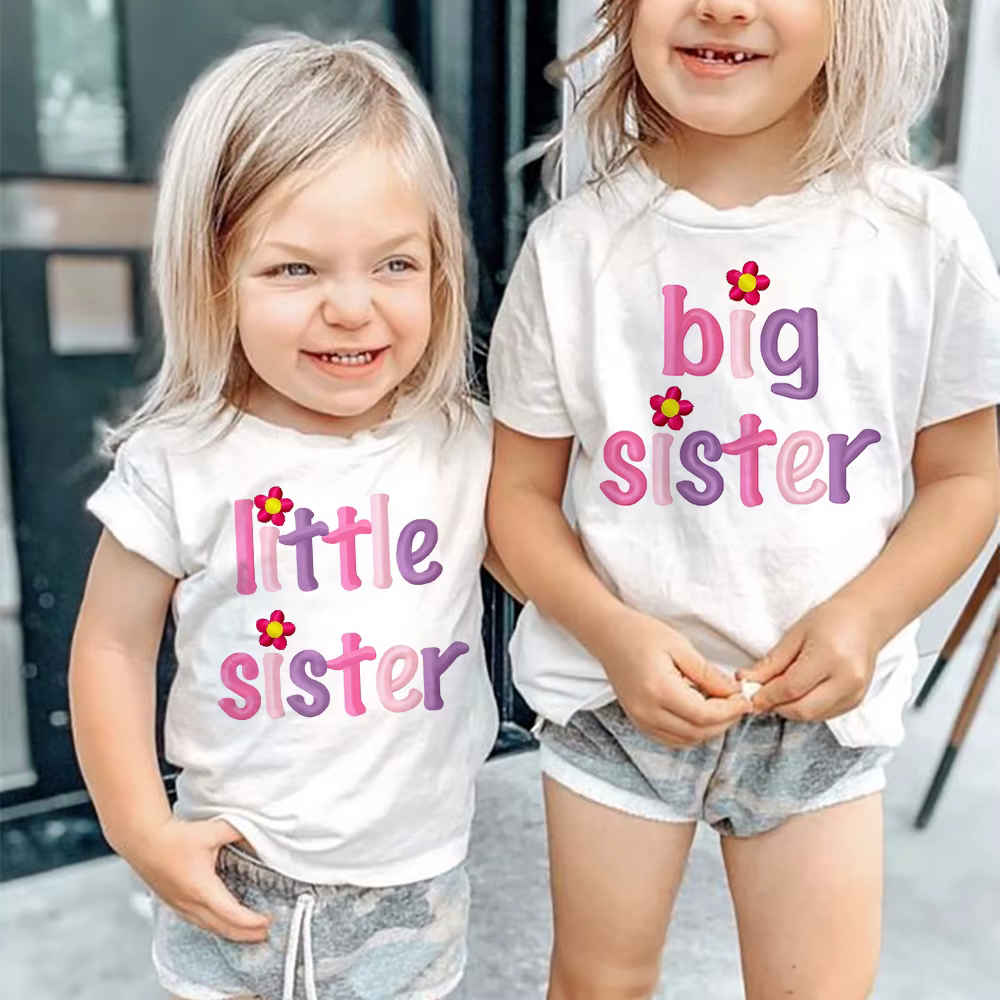 Grande sœur petite sœur jumeaux sœur T-shirt enfants manches courtes hauts correspondant tenue