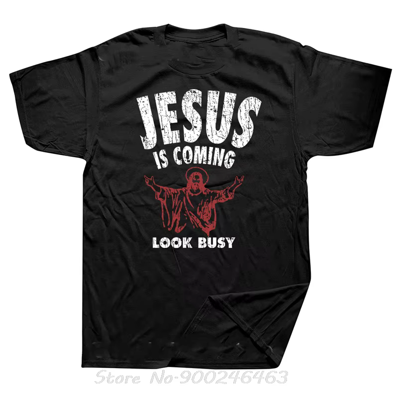Jésus arrive Look occupé impression Style Vintage unisexe à manches courtes surdimensionné hauts t-shirts été pur coton