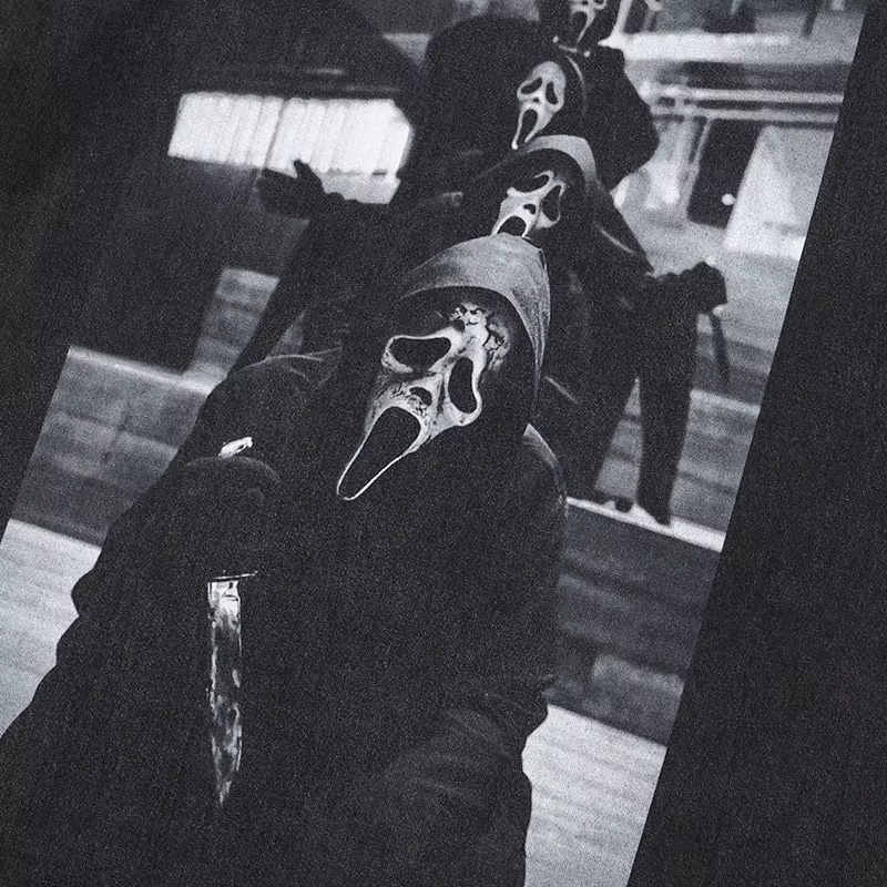 Rétro Vintage lavé noir T-Shirt Streetwear graphique travail d'équipe crâne fantôme