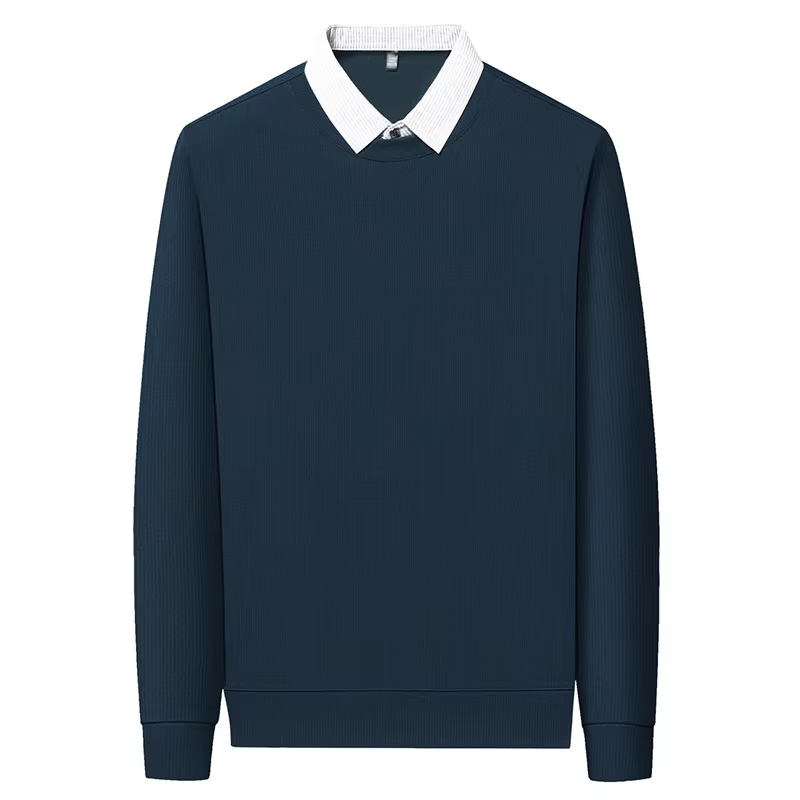 Nouveau Polo Homme 2026 Effet Deux Pièces – T-shirt Décontracté à Manches Longues et Col