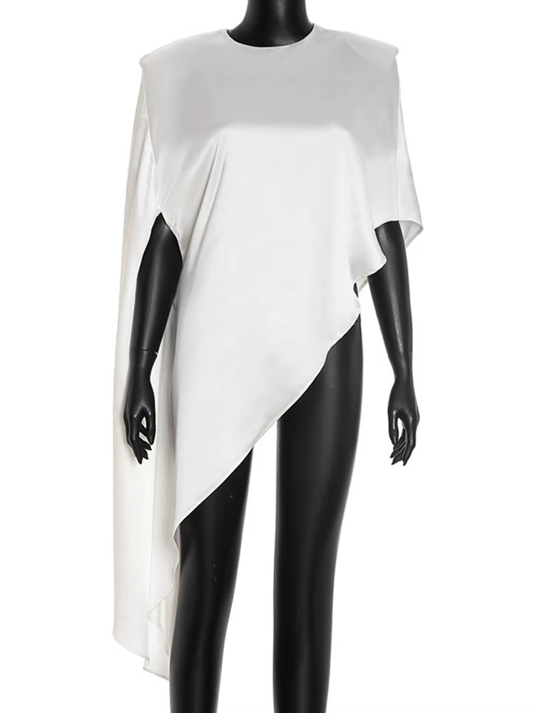 Tossy mode blanc Satin débardeur pour femmes à manches courtes en vrac solide élégant trajet automne 2025 vêtements