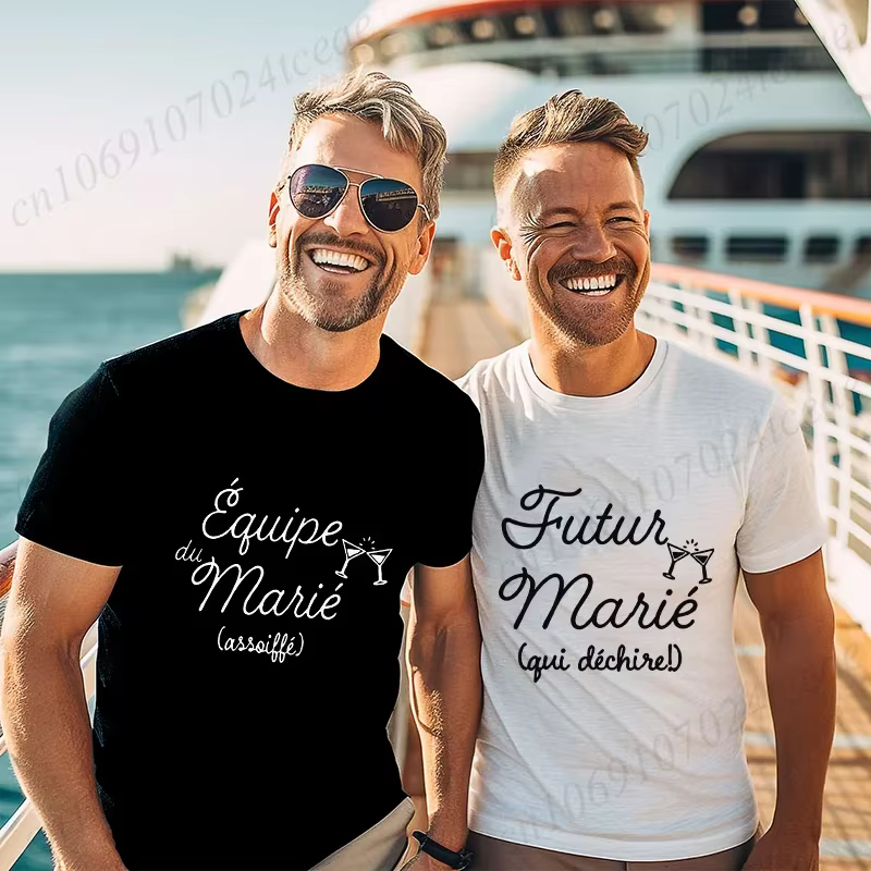 Evg Team Future marié homme t-shirts dernière nuit de liberté chemise français hommes Bachelor Party Squad T-shirt fiançailles hauts de mariage