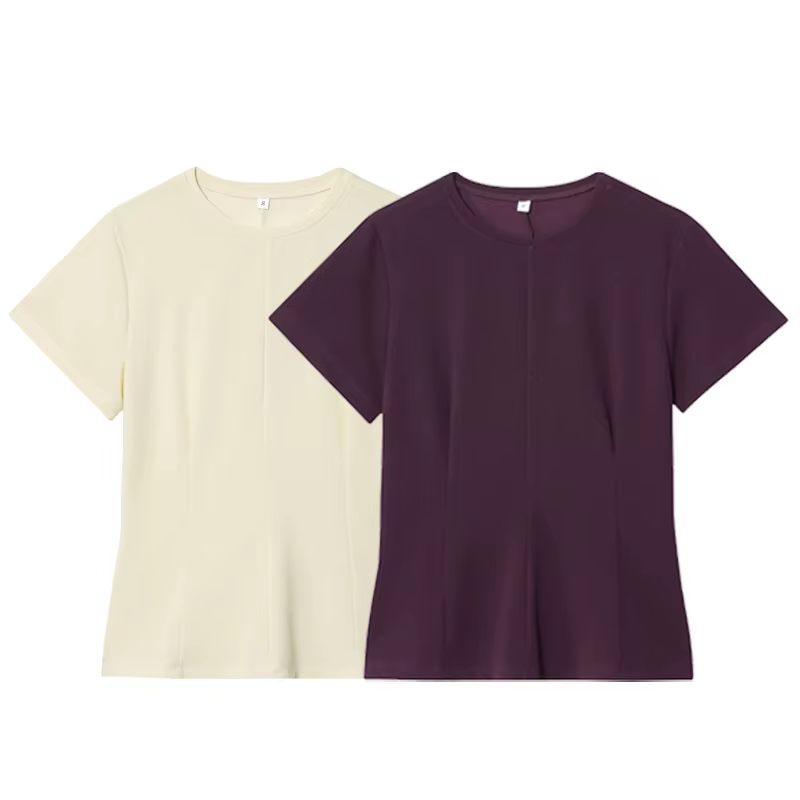 HXAO t-shirt femme jaune violet haut femmes été 2025 décontracté hauts à manches courtes col rond coupe ajustée