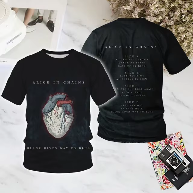 Alice In Chains populaire Rock impression 3D T-shirt été nouveaux hommes femmes Hip Hop tendance à manches courtes