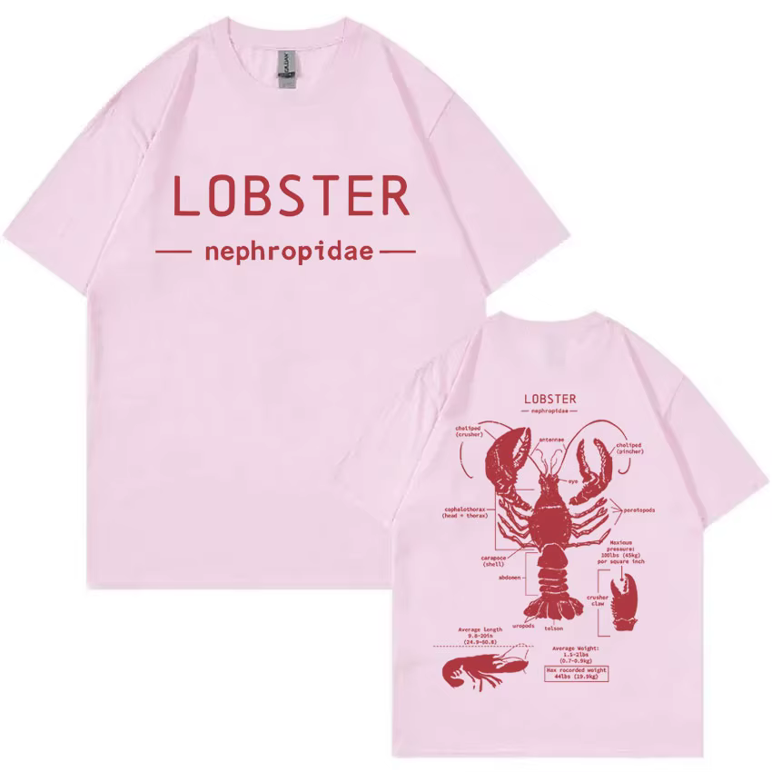 Drôle homard anatomie graphique T-shirt hommes femmes décontracté surdimensionné à manches courtes T-shirts