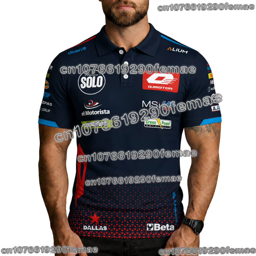 Polo de compétition Moto2 QJ MOTOR Racing Team 2025 – T-shirt d'été à manches courtes pour fans de motorsport