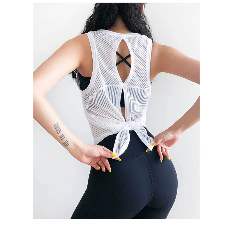 T-shirt de sport sexy à dos ouvert pour femme