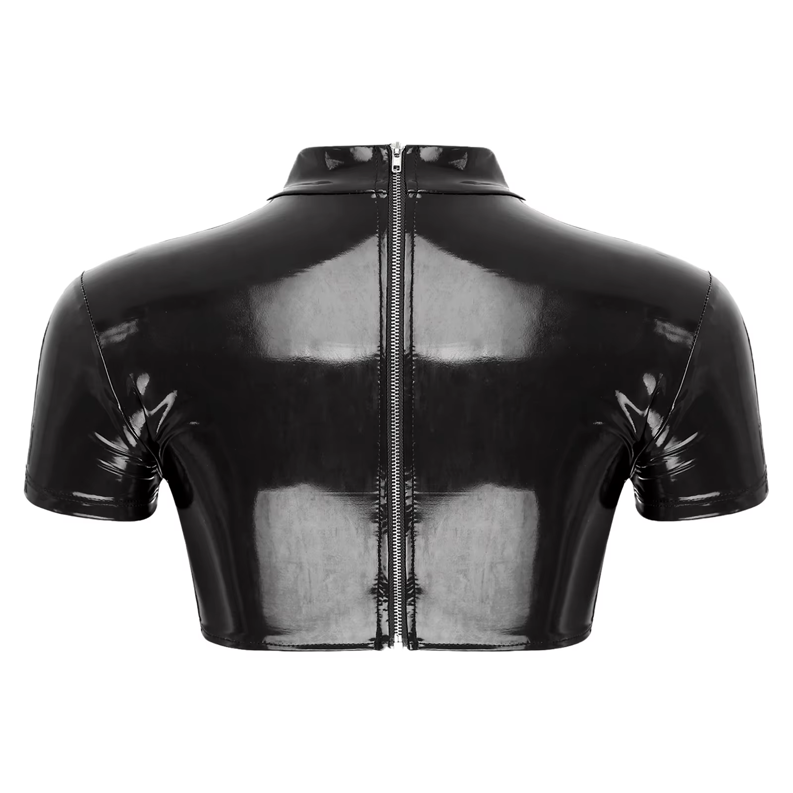 Haut court skinny en cuir verni pour femmes