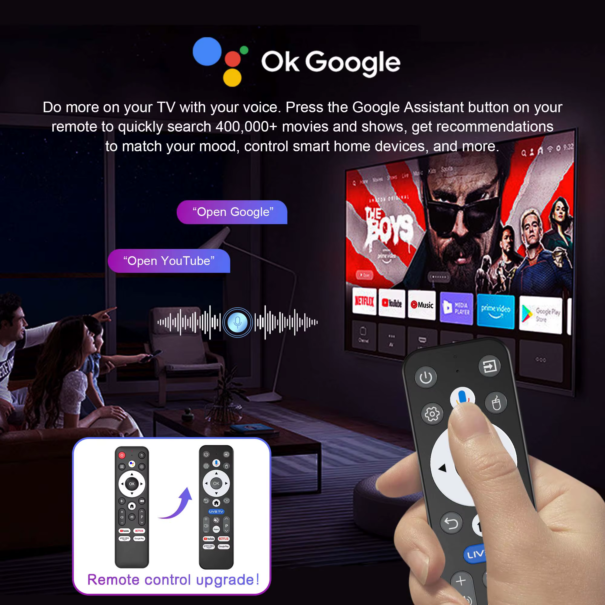 Boîtier TV Android 16 avec assistant Google, commande vocale, 8 Go, 128 Go ou 256 Go, 4K, Wi-Fi 6, Bluetooth 5.0, T1 RK3518, lecteur multimédia vidéo 4K
