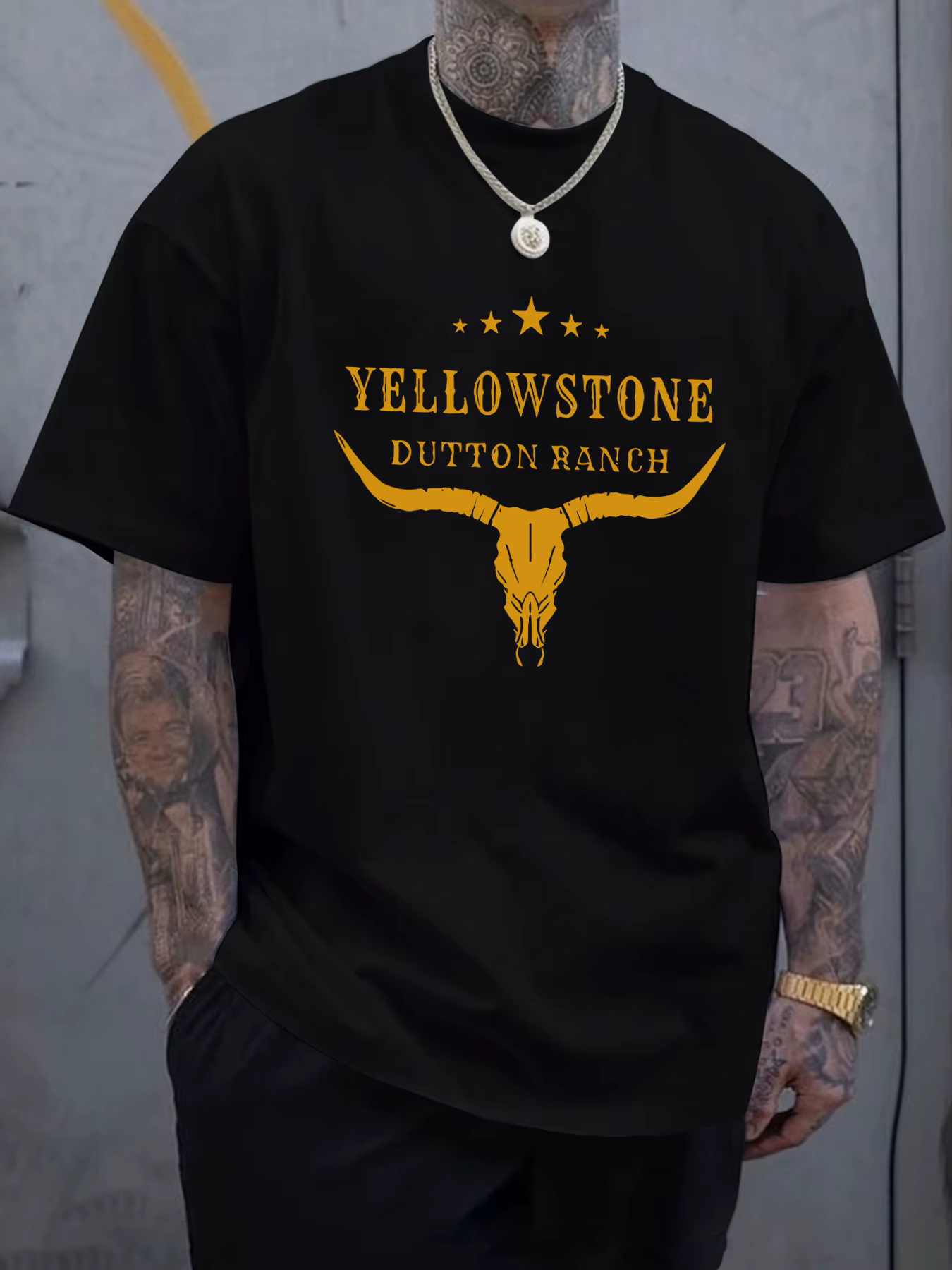 Pierre jaune Dutton Ranch imprime T-Shirt hommes Sport haut tendance coton doux t-shirts été tout-Match vêtements décontracté hauts amples