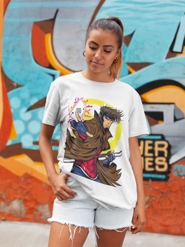 Gambit Card Trick T-Shirt x-men pour hommes, chemise unisexe grise, toutes tailles