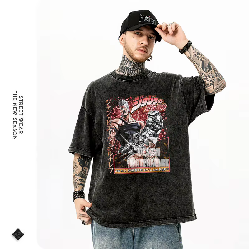 Bandai Stardust croisé T-shirt Manga Vintage lavé JOJO t-shirts surdimensionné