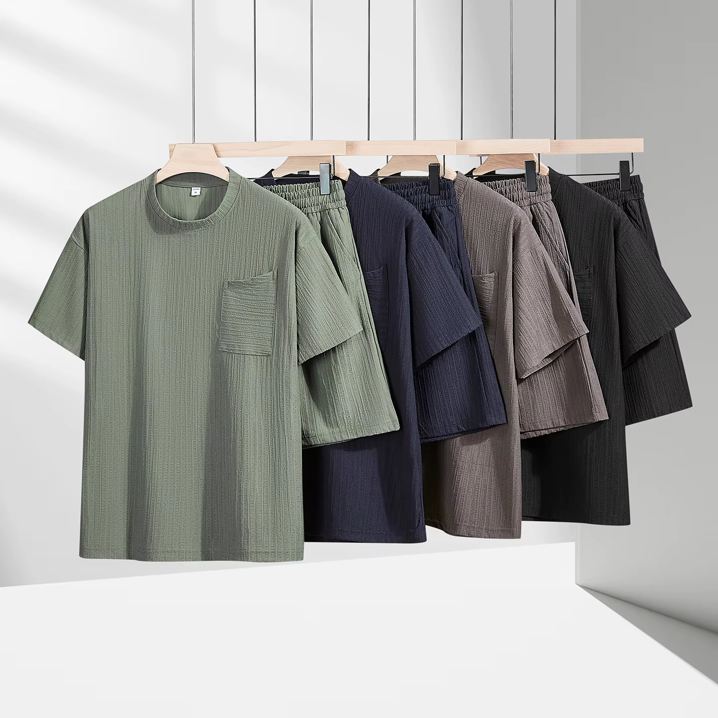 【Top 5-Point Pants】Ensemble T-shirt pour homme