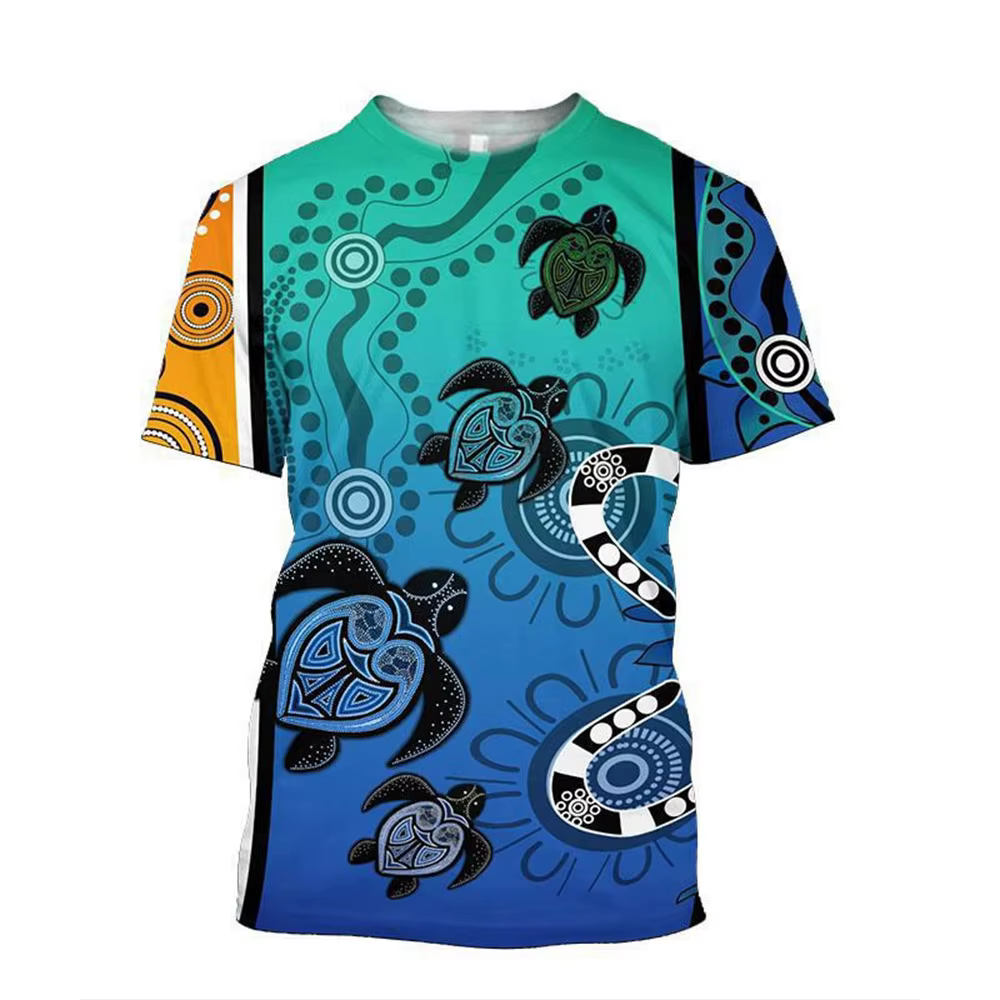 T-shirt imprimé en 3D Tortue indigène Jolie tillisme Art