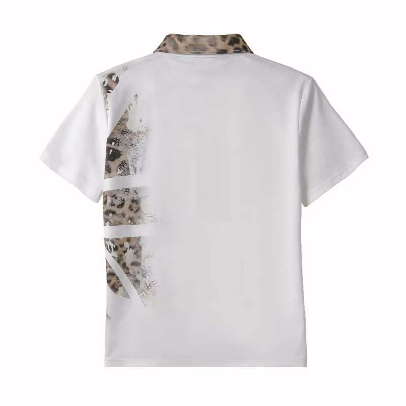 Polo homme Y2K Union Jack imprimé léopard rouge pailleté Streetwear Harajuku unisexe coupe ample tendance mode nouvelle arrivée cool