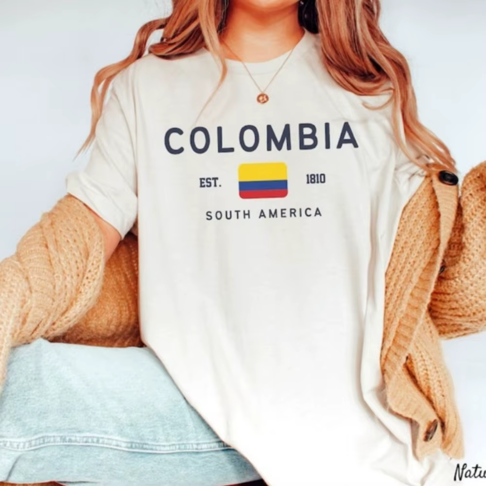 T-shirt Colombie Drapeau Colombien Amérique du Sud Hauts Unisexe Femme Été Manches Courtes Vêtements Streetwear Décontracté