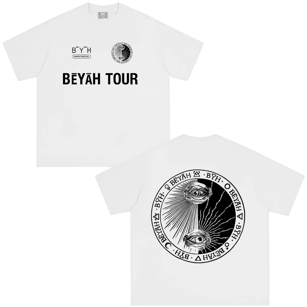 T-shirt Rapper Damso Beyah Tour 2026 – Mode Hip Hop Oversize à Manches Courtes – Vêtements Décontractés en Coton pour Hommes et Femmes