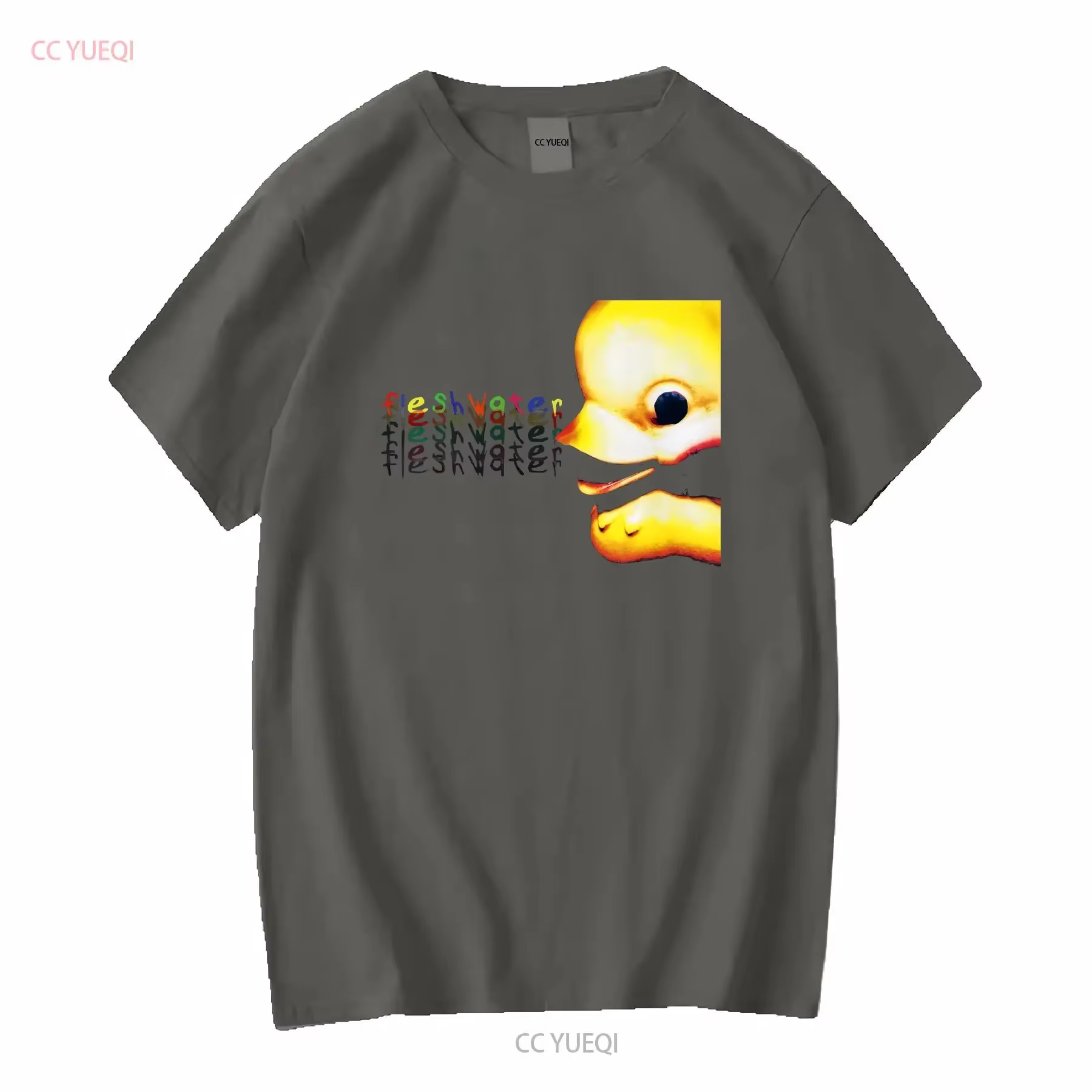 Fleshwater t-shirt manches longues ou courtes vintage haut délavé pour un usage quotidien décontracté doux confortable graphique unisexe