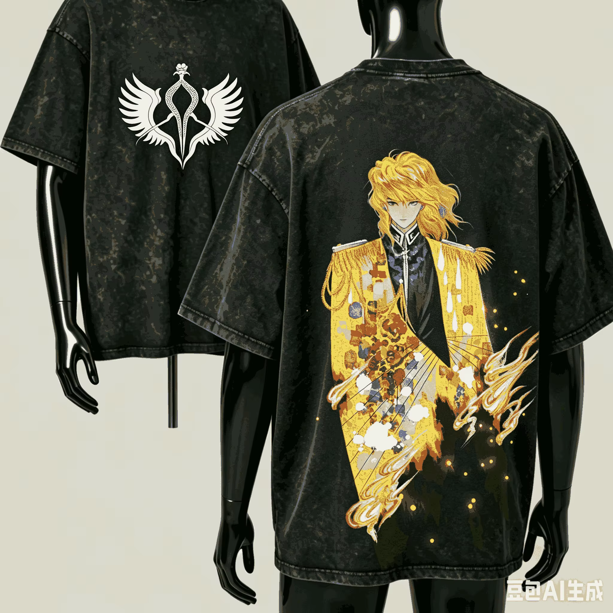 T-shirt délavé Legend of the Galactic Heroes pour les amateurs d'anime