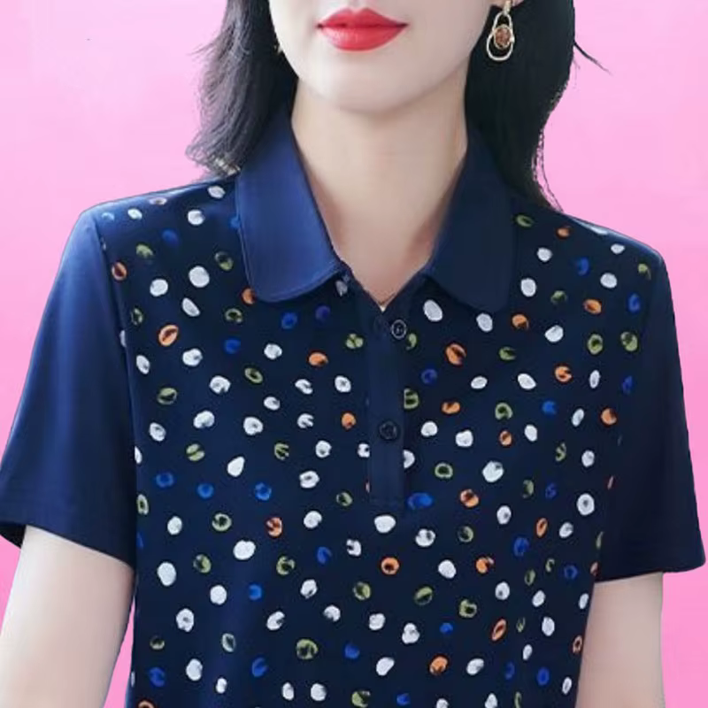 Nouveau T-shirt Polo Femme d'été à Col Revers et Manches Courtes