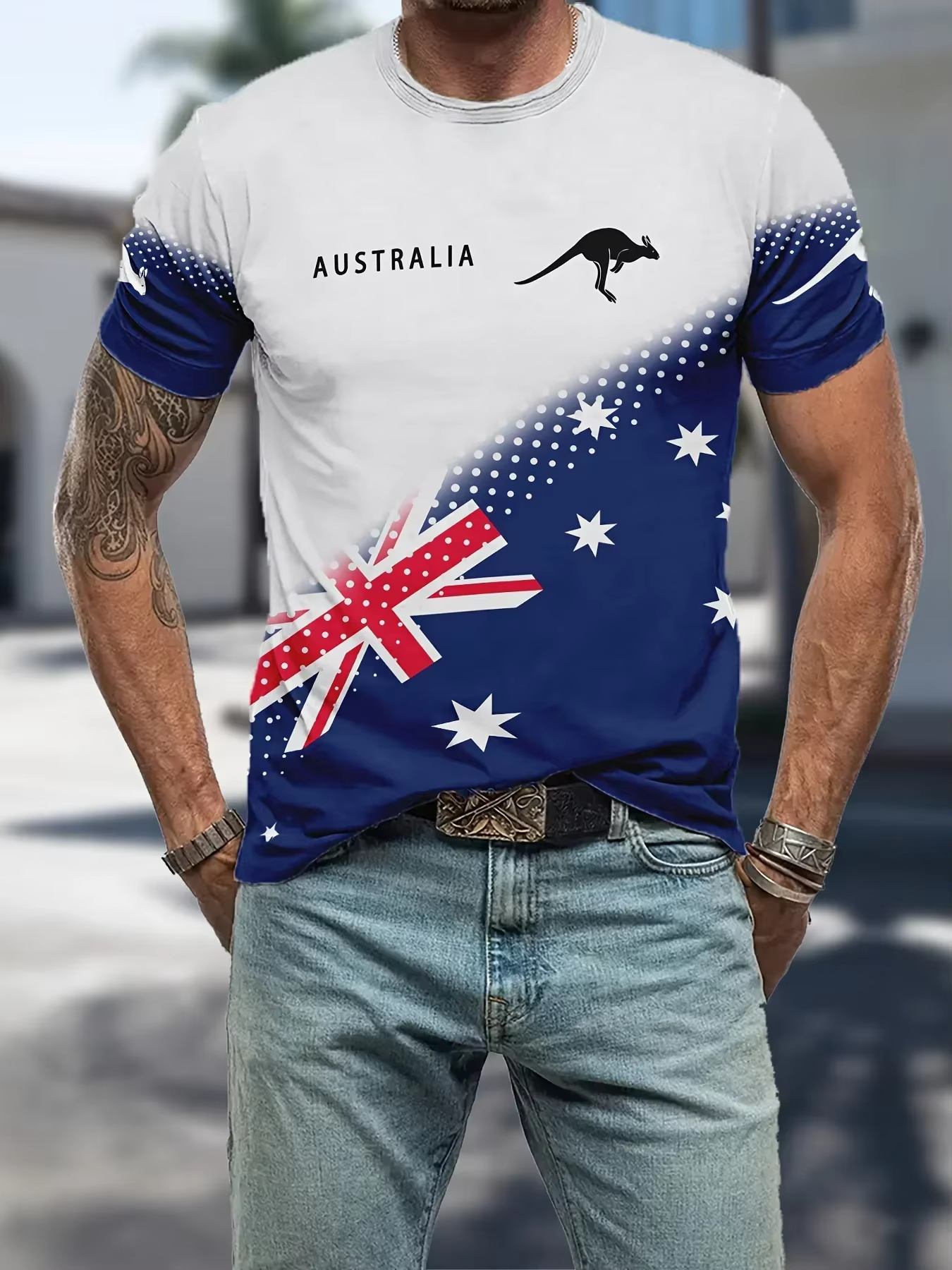 T-Shirt homme drapeau australien kangourou graphique 3D imprimé T-shirts décontracté à manches courtes