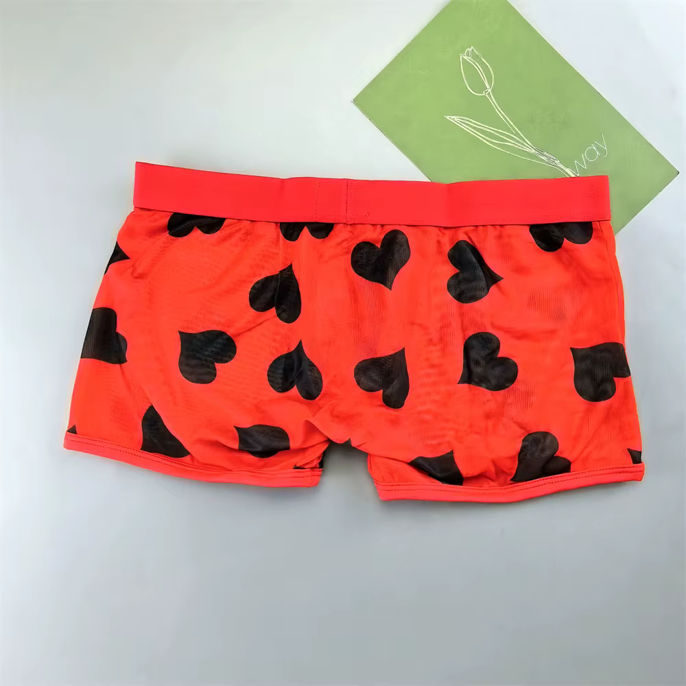 Boxer Transparent en maille «coeurs» pour homme